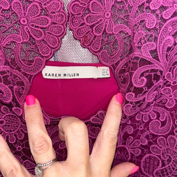 Karen Millen Purple Top Lace Overlay UK 12 - Picture 5 of 9